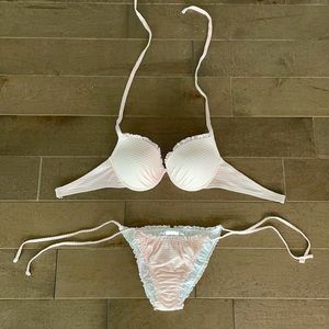 Brand New super fun pink and white striped bikini